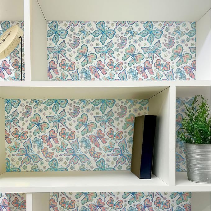 Main Street Peel and Stick Wallpaper Sheets, Bohemian Butterflies, 12-Pack | 11 x 16 in sheet size; Covers up to 14.67 sq ft; Eco-friendly paper material; No paste or additional adhesive required - Image 4