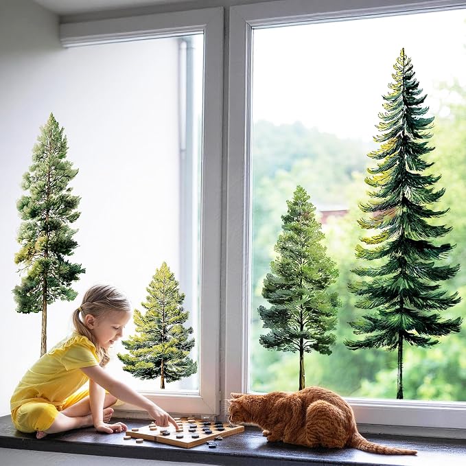 Watercolor Trees Wall Decal, Peel and Stick Nursery Forest Decals Mural, Wilderness Wall Art Stickers for Kids, Boys and Girls Room, Bedroom & Toddler Room Decor (Pine Tree Wall Decal 90) - Image 6