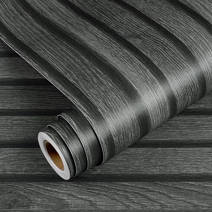YENHOME 17.7"X393" Peel and Stick Black Wood Slat Wallpaper Wood Panels Look Contact Paper Removable Self Adhesive Wallpaper for Bedroom Accent Wall Covering Renter Friendly Vinyl Wall Décor - Image 5