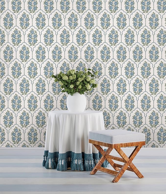 NuWallpaper x Society Social Floral Bazaar Green and Blue Peel and Stick Wallpaper, SSS6316 - Image 3