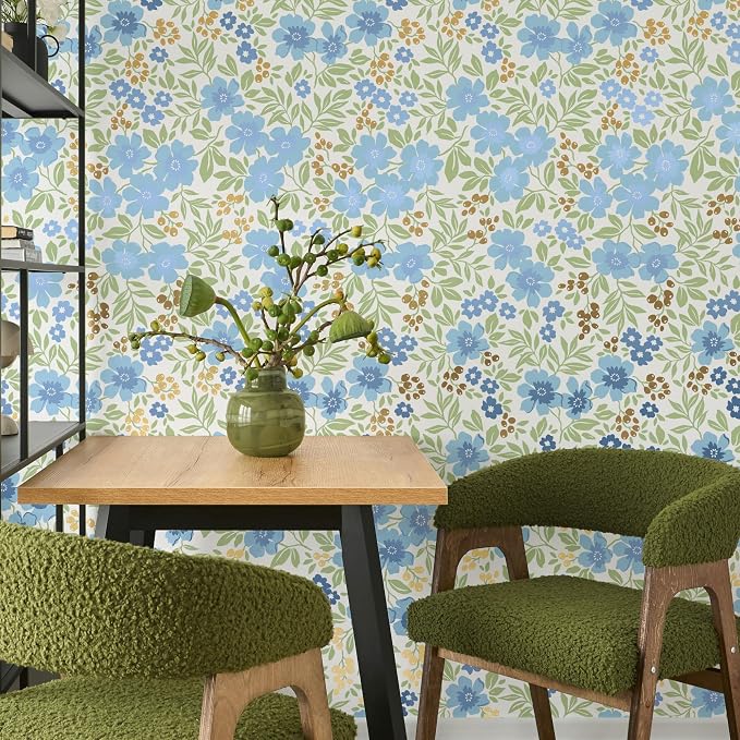 Main Street Peel and Stick Wallpaper Sheets, Friendly Flowers, 12-Pack | 11 x 16 in sheet size; Covers up to 14.67 sq ft; Eco-friendly paper material; No paste or additional adhesive required - Image 4