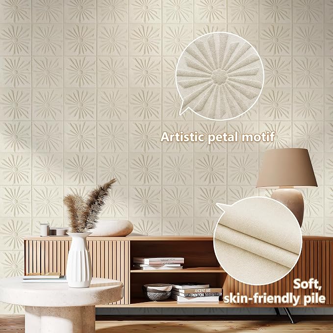 3D Wall Panels Peel and Stick Wall Panels for Interior Wall Decor | Modern Velvet Soundproof Self-Adhesive Art Acoustic Wall Panels for Living Room, Bedroom, TV Background 17.7"x17.7" 12-Piece - Image 2