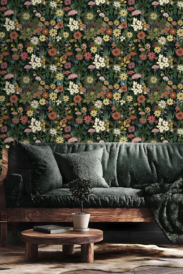 Peel and Stick Wallpaper Floral Contact Paper for Cabinets/Kitchen/Bathroom | Textured Vinyl Stick on Wall paper, Removable, Waterproof, Self-adhesive, Boho, for bedroom/rv/laundry room 17.3" x 118" - Image 2