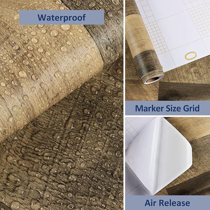 WESTICK Brown Wood Contact Paper Peel and Stick Countertops Waterproof Wood Wallpaper Removable Vintage Wooden Grain Contact Paper for Cabinets Kitchen Tables Office Desk Camper Walls 15.8" x 196" - Image 7