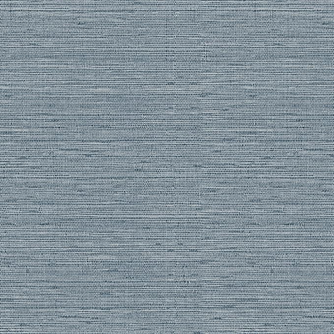 Simon&Siff Grey Blue Textured Grasscloth Peel and Stick Wallpaper 17.7"x394" Faux Grassweave Wallpaper Waterproof Self Adhesive Removable Wallpaper Mural for Home Decor Bedroom Kitchen Cabinet - Image 2
