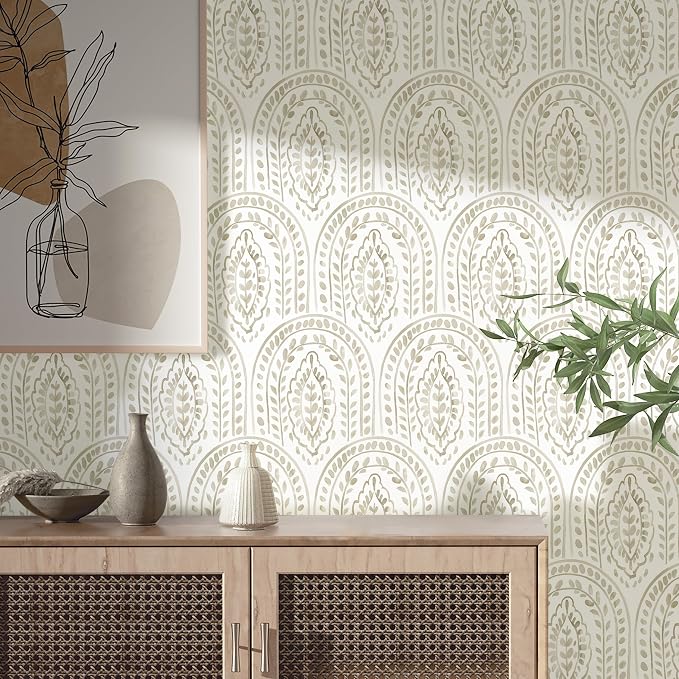 Peel and Stick Wallpaper Modern Wall Paper Boho Removable Wallpaper Peel and Stick Brown and White Self-Adhesive Contact Paper for Bathroom Bedroom Kitchen Wall Decor 17.3" x 394" - Image 2