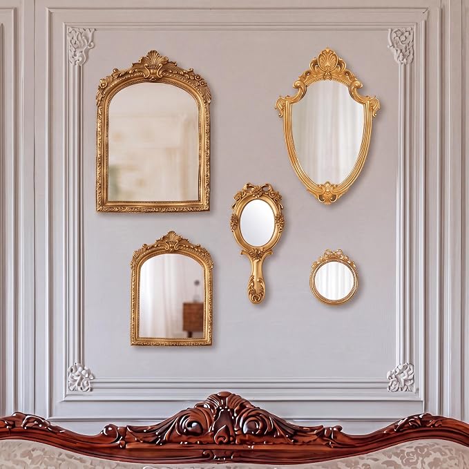 Vintage Mirror Set,13in/8in/7in/4in,Classic Style,5 Pcs by Unknown