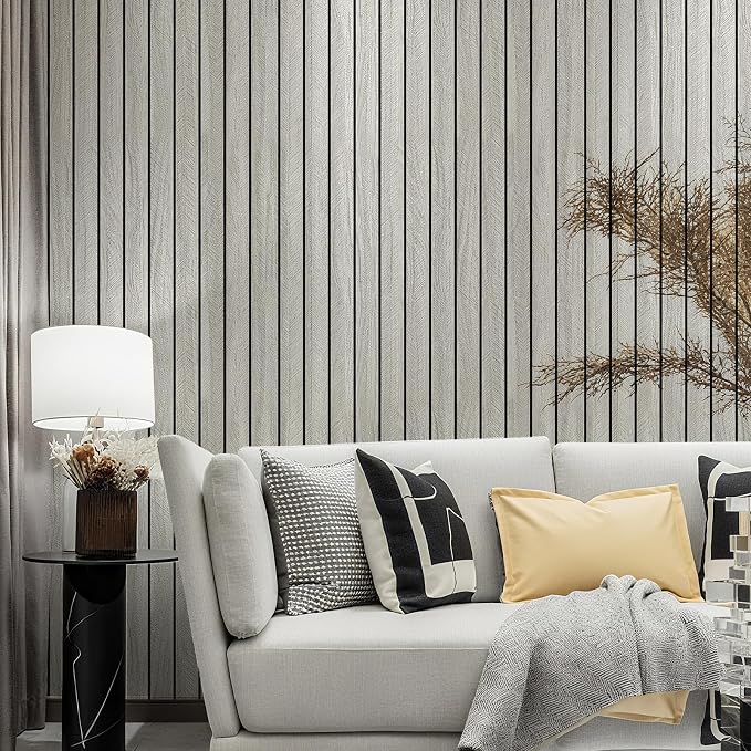 3D Peel and Stick Wall Panels Thick Faux Wood Grain Slat Wallpaper | 23.62" x 110.24" Self Adhesive PVC Thick Soundproof Foam Panels for Walls Living Room Bedroom TV Background Ceiling - Image 2