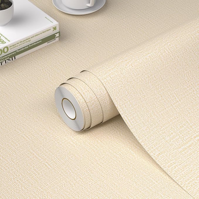 WADILE Grasscloth Peel and Stick Wallpaper 23.6in x 472in, Textured Contact Paper for Cabinets, Faux Linen Wall Paper Pull and Stick, Fabric Vinyl Wallpaper Self Adhesive Beige | Textured contact paper, Faux linen, Vinyl material, Cabinets, Self adhesive by WADILE
