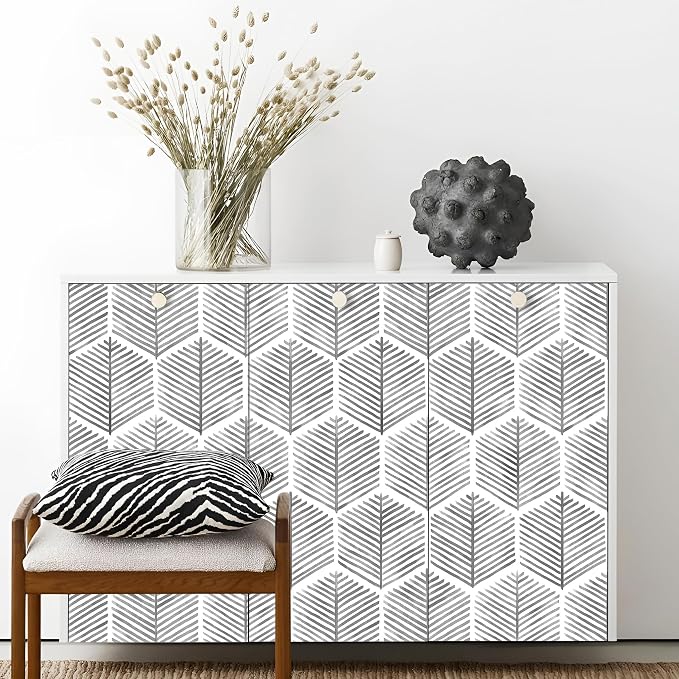 MelunMer Grey Modern Peel and Stick Wallpaper Boho Removable 17.3''×393'' | Dark Grey Contact Paper Self Adhesive Wallpaper for Bedroom/Bathroom Waterproof Geometric Contact Paper for Cabinets Drawer - Image 7
