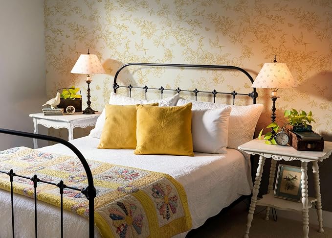 Froluya Cream White and Gold Floral Peel and Stick Wallpaper 17.7in×196.8in | Vintage Floral Birds Self Adhesive Wallpaper Boho Contact Paper Peel and Stick Removable Decorative Wall Paper for Cabinets - Image 8