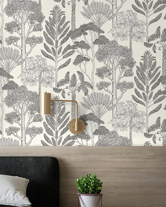 Forest Wallpaper Peel and Stick Vintage Tree Wall Paper197in 17.3in | Upgraded Vinyl,Easy Match,Boho Wall Mural for Bathroom Waterproof,Self Adhesive,Removable, Bedroom Contact Paper for Cabinet by VisitTheLativo