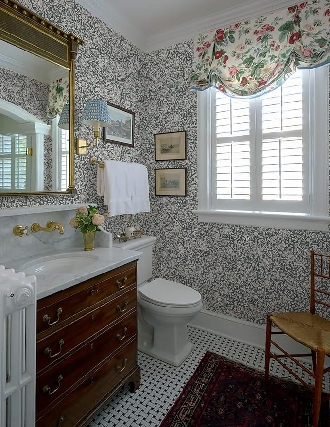 Heroad Dark Blue William Morris Peel Stick Wallpaper Floral Contact Paper | Vintage Botanical Wall Paper for Bedroom,17.3''x385'',Cottage,Removable,Self Adhesive Vinyl Roll for Laundry,Nursery,Kitchen - Image 5