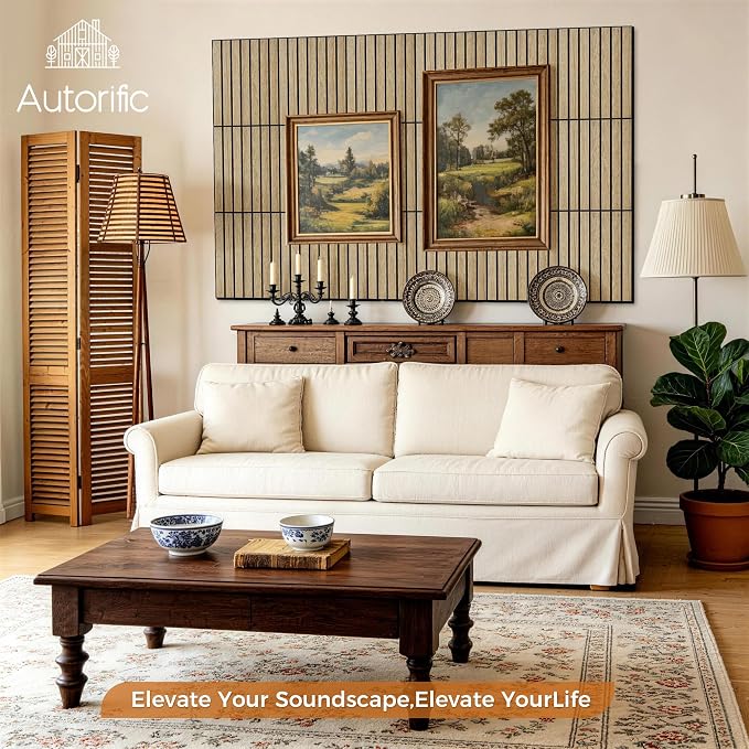 12 Pack Acoustic Panels, 11.8”x15.7”x0.35” Soundproof Panels,Teak | Simulated PVC Wood Grain Finish,Peel and Stick Wall Panels,100% Polyester Fiber Soundproof Wall Panel for Interior Wall Decor - Image 8