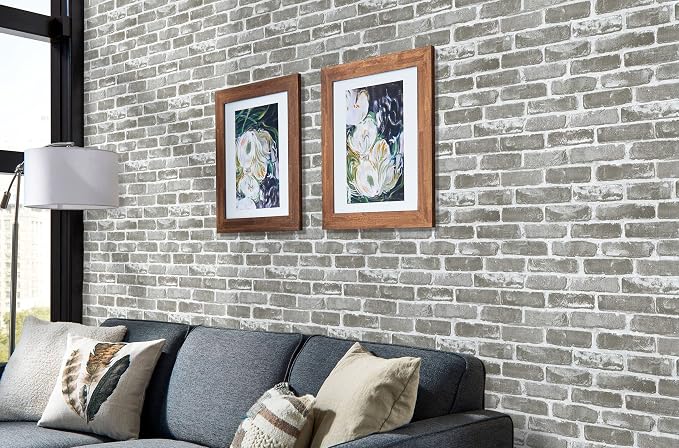 Timeet 17.7''×393.7'' Vintage Gray Brick Peel and Stick Wallpaper Self Adhesive Contact Paper 3D Faux Textured Stone Removable Wallpaper for Bedroom Living Room Home Decor Vinyl Roll Film - Image 8