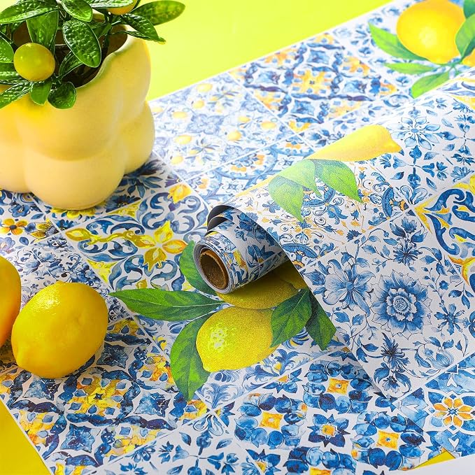 Drydiet Amalfi Coast Wallpaper Peel and Stick Contact Paper 15.8 x 118.1 | Self Adhesive, Capri Lemon Design, Easy Apply Remove, Wall Sticker for Home Locker Dorm Classroom Living Room Decor - Image 3