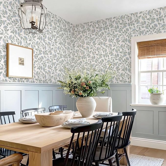 Floral Peel and Stick Wallpaper Blue Contact Paper Morden Cottage 78.7×17.3" | Grandma Chic Cute Wallpaper Small Flower Renter Friendly Removable Boho White Wall Paper for Bathroom Bedroom Vinyl - Image 8