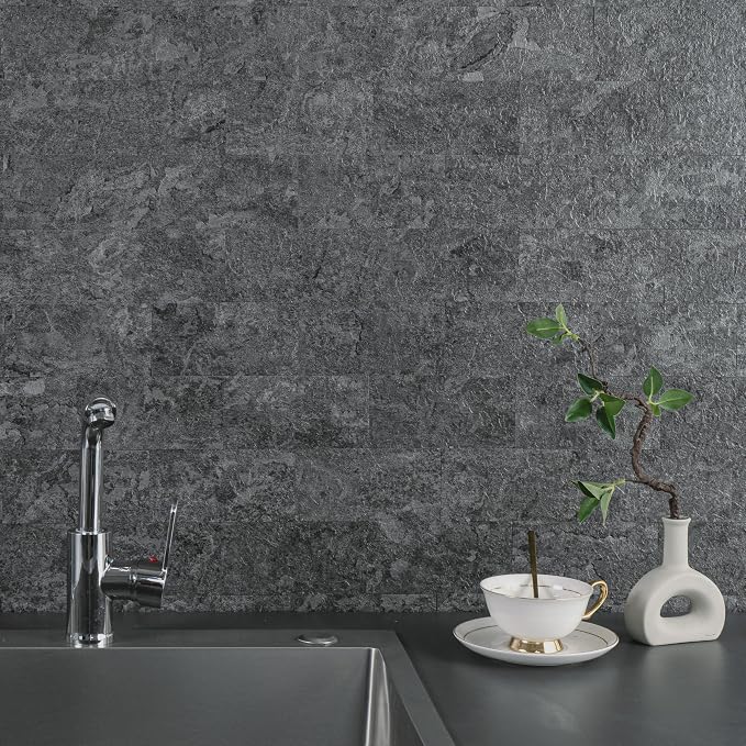 StyloVue 100 Pieces Peel and Stick Backsplash for Kitchen, 3" x 6" PVC Subway Tile 2026 Upgraded Gray Concrete Stone Backsplash Stick on Tile Elevate Kitchen Fireplace RV - Image 2
