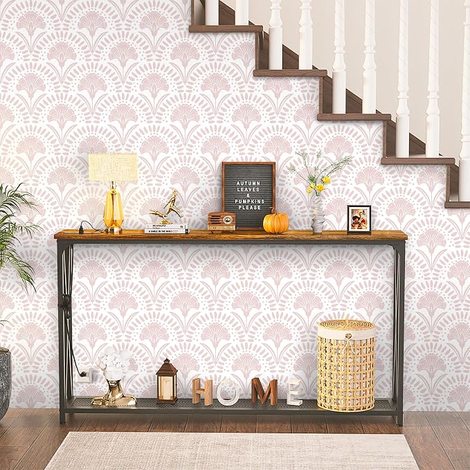 Timeet 17.7 in × 78.7 in Boho Peel and Stick Wallpaper Pink Floral Contact Paper White Pink Flower Wallpaper Removable Self Adhesive for Cabinet Bathroom Waterproof - Image 3