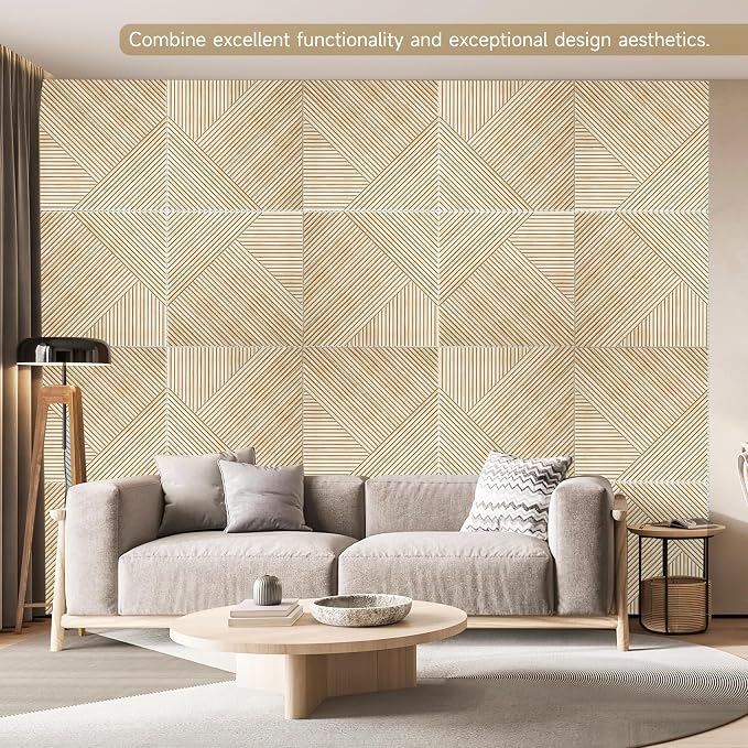 Acoustic Wall Panels,6 Pack,23.6"x23.6" Sound Panels,Rustic Oak | Peel and Stick Wall Panels,Decorative 3D UV Printing with Wood Print,High-Density 100% Polyester Fiber Soundproof Wall Panels - Image 5