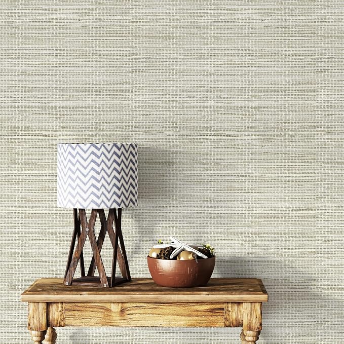 Simon&Siff Cream Textured Grasscloth Peel and Stick Wallpaper 17.7"x1200" Neutral Faux Grassweave Wallpaper Waterproof Self Adhesive Removable Wallpaper Mural for Home Decor Bedroom Kitchen Cabinet - Image 3