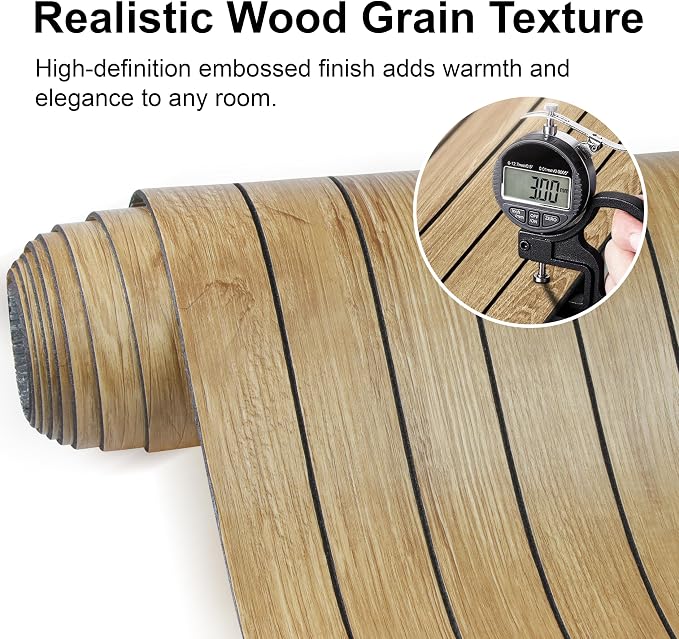 Wood Grain 15.8" W x 118" L Peel and Stick Wall Panels, 3D Soundproof (Light Oak) - Image 4