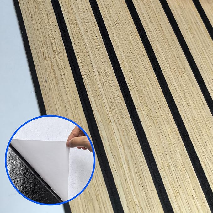 3D Wall Panels Peel and Stick Acoustic Wall Panels Wood Panels for Wall | 8-Pack 43.3*11.8” 3D Wood Slat Sound Absorbing Panels for Home Theater, Office & Bedroom Easy DIY Installation, Oak Finish - Image 4