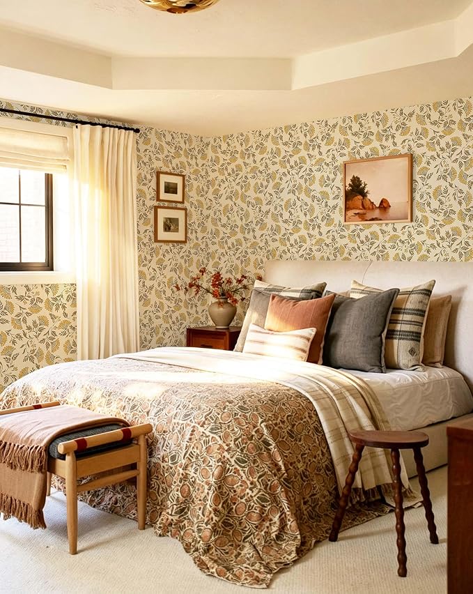 Dimoon Vintage Peel and Stick Wallpaper Floral Contact Paper Farmhouse 197×17.3" | Grandma Chic Cute Yellow Flower Wallpaper Renter Friendly Removable Wall Paper for Bathroom Kitchen Vinyl - Image 3