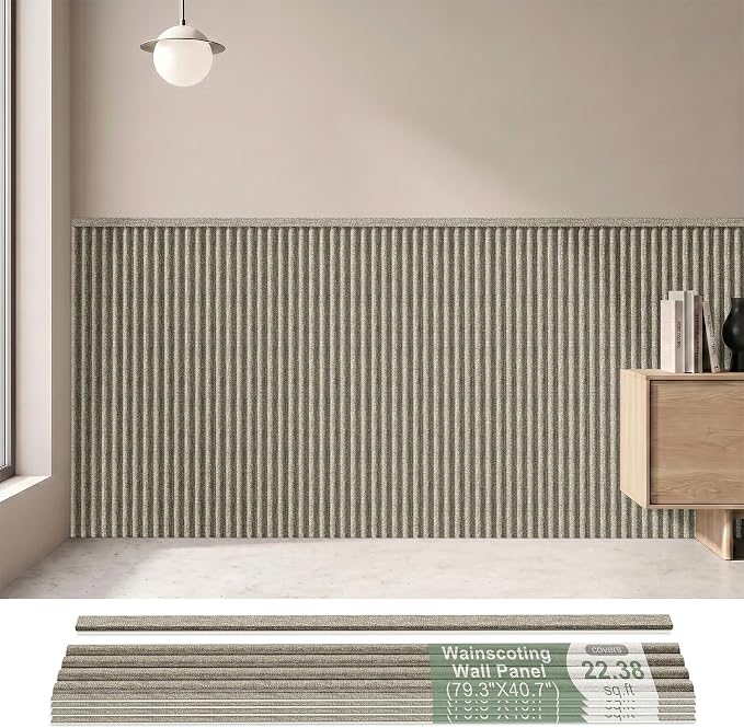 Wainscoting Panels for Living Room, Bedroom,Dining Room & Hallway | 17PCS 39 x 5 Inch Decorative Grey Oak PS Waterproof Board and Batten Wall Panel for Interior Wall Décor- Covers 22.43 Sq.Ft by KERRAM