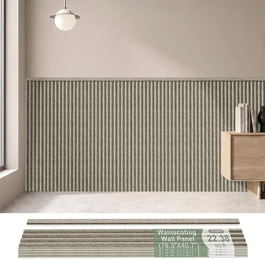 Wainscoting Panels for Living Room, Bedroom,Dining Room & Hallway | 17PCS 39 x 5 Inch Decorative Grey Oak PS Waterproof Board and Batten Wall Panel for Interior Wall Décor- Covers 22.43 Sq.Ft by KERRAM