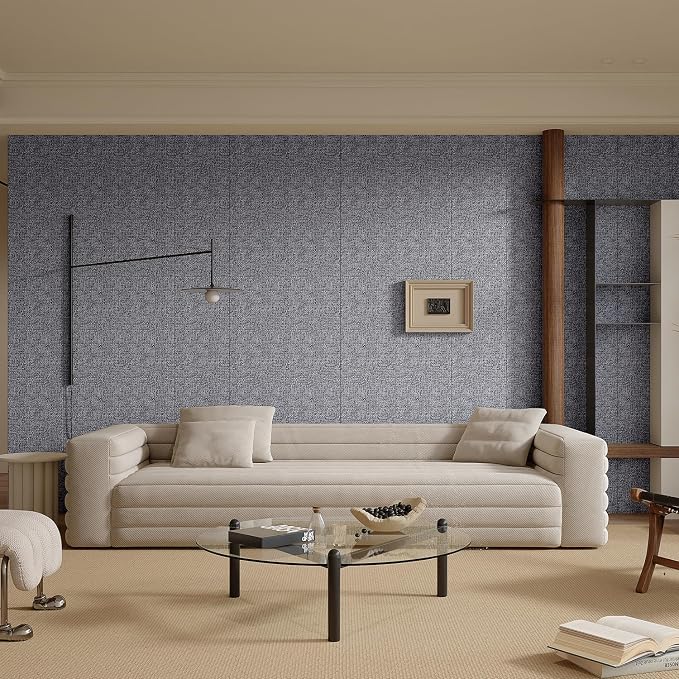 Yutianli 3D Wall Panel Peel and Stick Soundproof Foam Linen Wall Cloth Grey 16.7"x118" Self-Adhesive Decorative Wallpaper Anti-Collision Wall Padding - Image 2