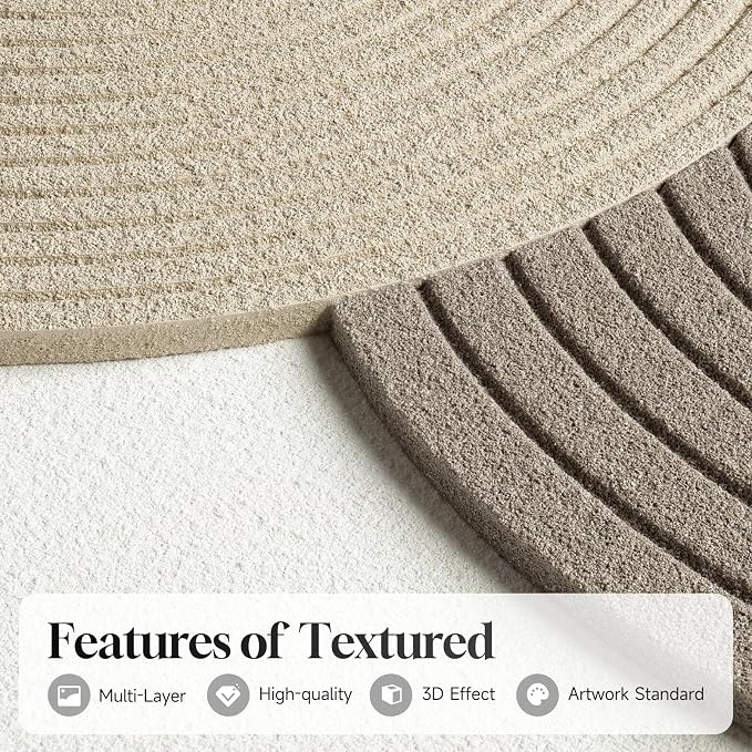 Large 3D Textured Framed Boho Neutral Abstract Wall Art, 3 Piece 24x36 inch | Modern Geometric Paintings Artwork for Walls, Minimalist Beige White Wall Decor for Living Room Bedroom Dinging Room Office - Image 3