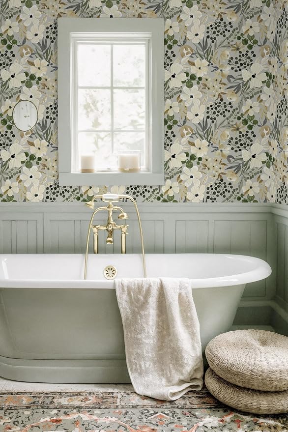 Toduso Floral Peel and Stick Wallpaper Boho Wallpaper Removable Wall Paper Vintage Botanical Contact Paper Waterproof for Bedroom Bathroom Living Room Decor Self-Adhesive Vinyl 17.3''x196.8'' - Image 9