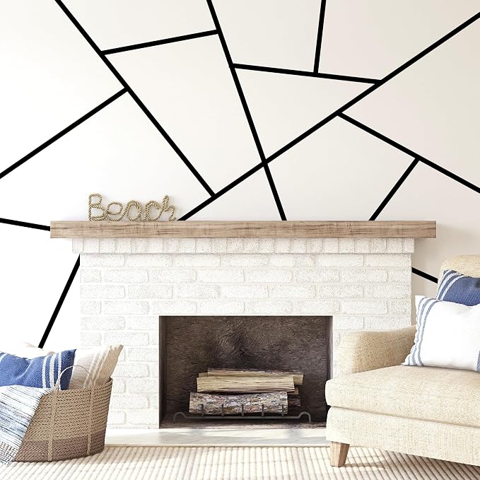 Large Black Modern Line Wall Decal, Minimalist Geometric Art Décor | Matte black vinyl simple lines for a stunning custom bold accent wall. Peel and stick for home, bedroom, living room, office. - Image 5