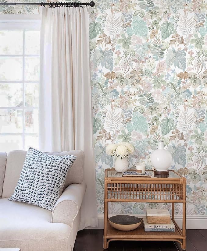 Heroad Floral Peel and Stick Wallpaper Pink Contact Paper Tropical Botanical Stick on Wall Paper Removable Self-Adhesive Wallpaper for Bedroom Cabinets Renter Friendly Decor Vinyl 17.3''x78.7'' - Image 5