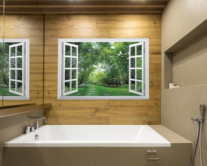 FLFK Fake Window Wall Mural - Jungle Faux Window Wall Sticker for Wall Decor, Stick and Peel Wall Decals,48"x32",Set of 2 Sheets - Image 5