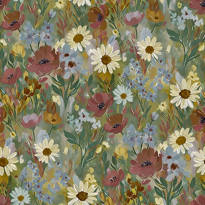 17.7" x 118" Wallpaper Peel and Stick Floral Wall Paper Removable Waterproof Vintage Floral Contact Paper for Bedroom, Bathroom,Bathroom, Home Wall by Virefana