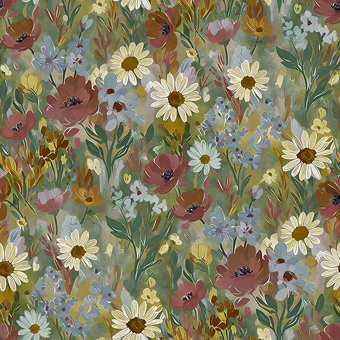 17.7" x 197" Wallpaper Peel and Stick Floral Wall Paper Removable Waterproof Vintage Floral Contact Paper for Bedroom, Bathroom,Bathroom, Home Wall by Virefana
