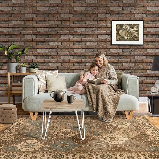 COMSTICKC 3D Brown Faux Brick Wall Panel Peel and Stick Wall Covering | 12 Pcs of 22.8" x 11.8", Not Real Brick, UrltraLight PVC Self Adhesive Brick Decorative Tile Interior, Covers 22.48 sq.ft - Image 6