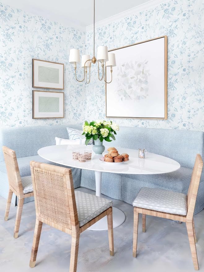 Dimoon 78.7"x17.3" Blue Wallpaper Floral Peel and Stick Wallpaper Blue Contact Paper Vintage French Country Renter Friendly Bathroom Boho Flower Removable Wall Paper Kitchen Self Adhesive Vinyl Roll - Image 9