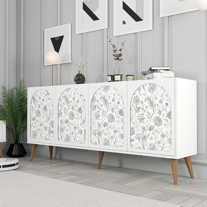 White Grey Vintage Floral Peel and Stick Wallpaper 17in x 197in | Floral Wallpaper Boho Removable Contact Paper Botanical Self Adhesive Decor Flower Wall Paper for Cabinets Bathroom - Image 4