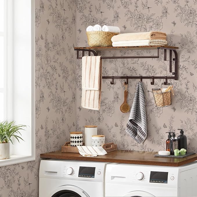 Froluya Brown Floral Peel and Stick Wallpaper Shelf Liner 17.7in×196.8in | Vintage Brown Contact Paper Boho Self Adhesive Wallpaper Floral Bird Removable Vinyl Wall Paper for Bathroom Cabinets Decor - Image 3