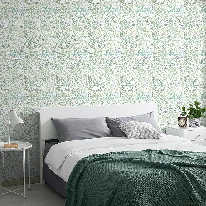 SOON AFTER Green Boho Neutral Floral Peel and Stick Wallpaper, 17.3" x 472" Removable & Waterproof Vinyl Wallpaper, Flower Self-Adhesive Contact Paper for Nursery Bedroom Cabinets - Image 5