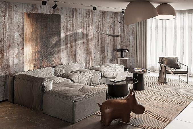 Dimoon 236"x17.7" Wood Stick and Peel Wallpaper Dark Grey Brown Wood Contact Paper Wood Wallpaper Removable Waterproof Wood Plank Rustic Self Adhesive Vintage Texture Desk Table Cabinet Vinyl Roll - Image 6