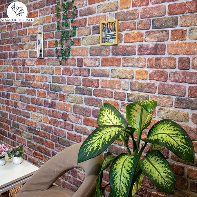 Dundee Deco 3D Wall Panels Faux Brick - Cladding, Brown Beige Stone Look Wall Paneling, Styrofoam Facing for Living Room, Kitchen, Bathroom, Balcony, Bedroom, Set of 5, Covers 27 sq ft - Image 5