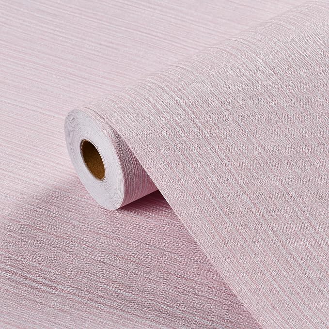 Haimin Grasscloth Wallpaper Textured 24in X 393in Fabric Contact Paper Pink Wall Paper Textured Linen Peel and Stick Self-Adhesive Thick Vinyl Embossed Film Wallpaper (Pink) - Image 7