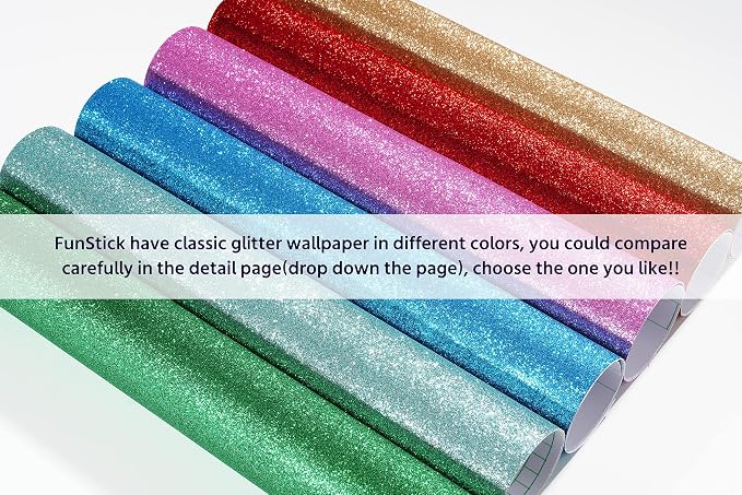 FunStick Ruby Red Glitter Wallpaper Border Self Adhesive Sparkle Red Wall Borders Peel and Stick Red Glitter Contact Paper Decorative Removable Fabric Wallpaper for Bedroom Living Room Craft 3.9"x200" - Image 8