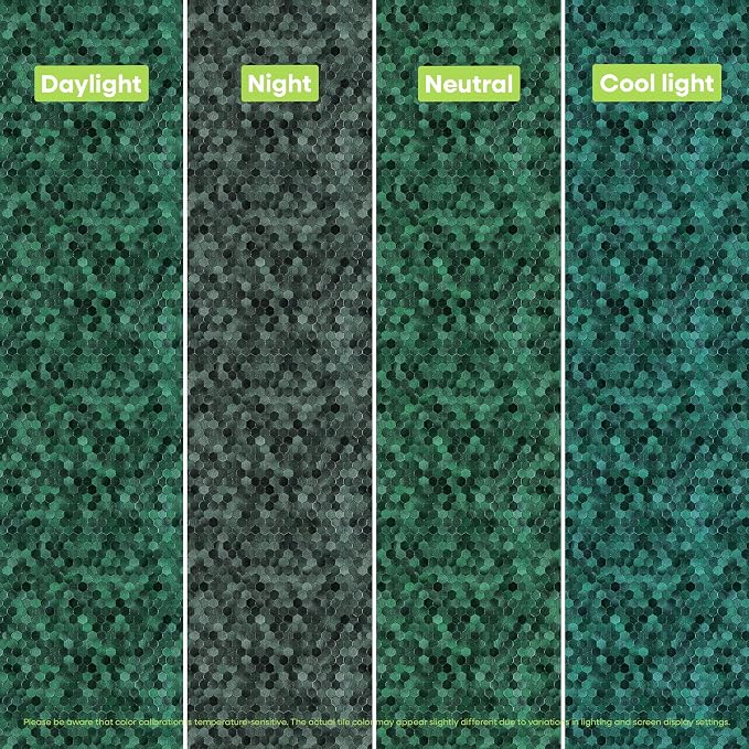 Select 5 Pack Hexagon Peel and Stick Backsplash Tiles, Hunter Green | Self Adhesive Metal Backsplash Stick On Aluminum Tiles for Kitchen Bathroom, 12” x 12” Wall Tiles w/10 Edge Pieces - Image 10