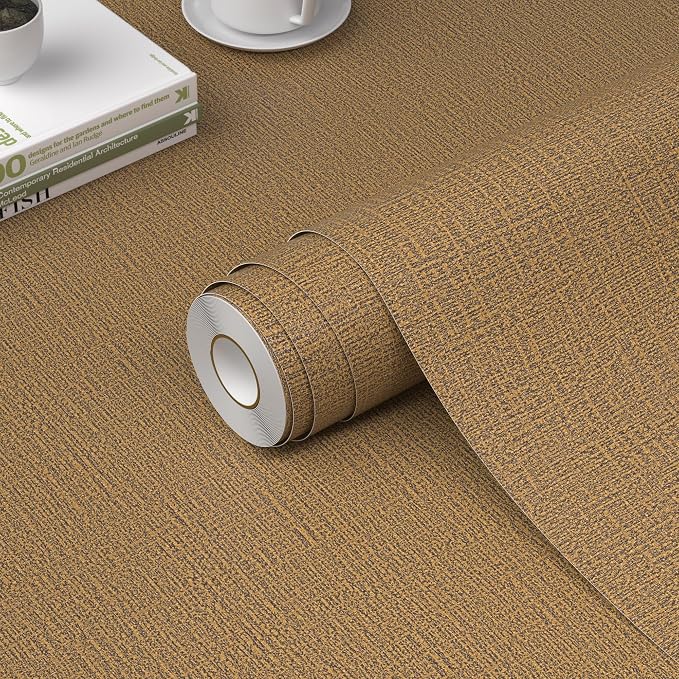 WADILE Grasscloth Peel and Stick Wallpaper 15.7in x 196.8in, Textured Contact Paper for Cabinets, Faux Linen Wall Paper Pull and Stick, Fabric Vinyl Wallpaper Self Adhesive Coffee | Textured contact paper, Faux linen, Vinyl material, Cabinets, Self adh... by WADILE
