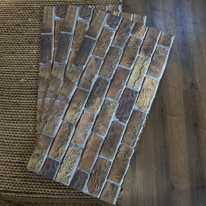 Dundee Deco 3D Wall Panels Faux Brick - Cladding, Brown Beige Stone Look Wall Paneling, Styrofoam Facing for Living Room, Kitchen, Bathroom, Balcony, Bedroom, Set of 5, Covers 27 sq ft - Image 6